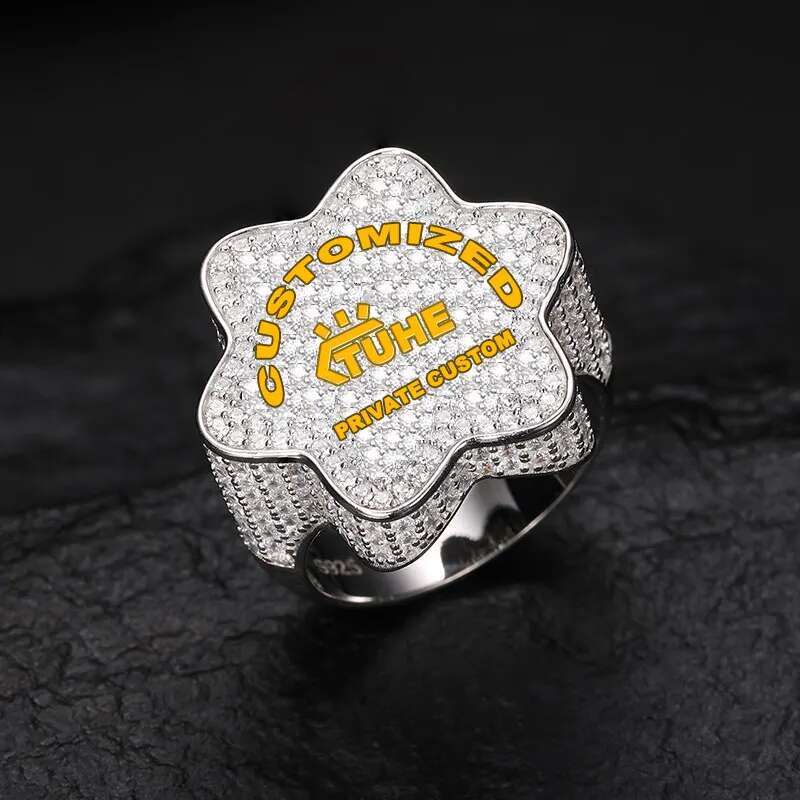 Custom Name Moissanite Ring 925 Silver Custom Made Ring For Men Hip Hop Jewelry