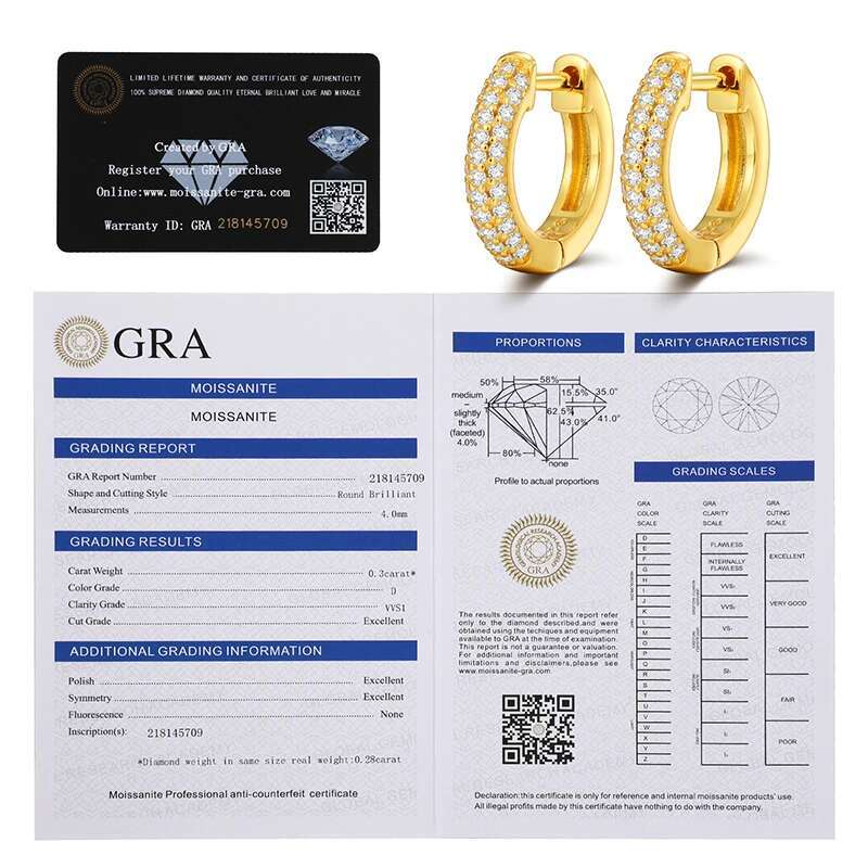 Fashion Moissanite Earrings For Women Jewelry 100% 925 Sterling Silver Sparkling Wedding Jewelry Gifts with GRA Certificate