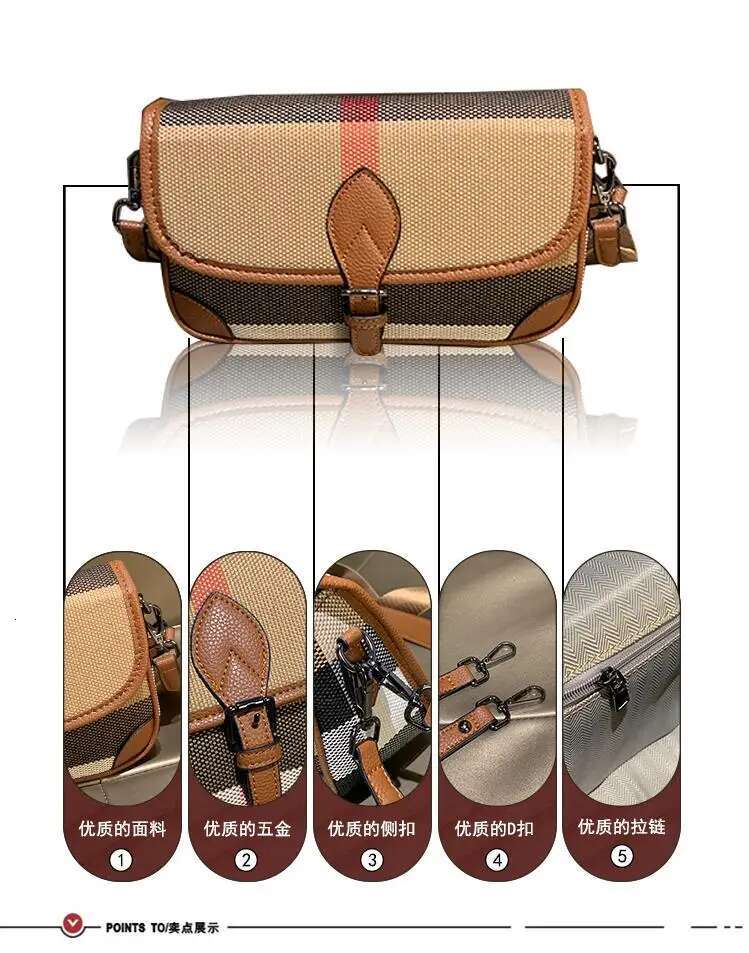 Canvas Genuine Leather Women 2024 Trend Underarm Bag Striped Shoulder Crossbody Handbags Designer Hand Bags Ladies
