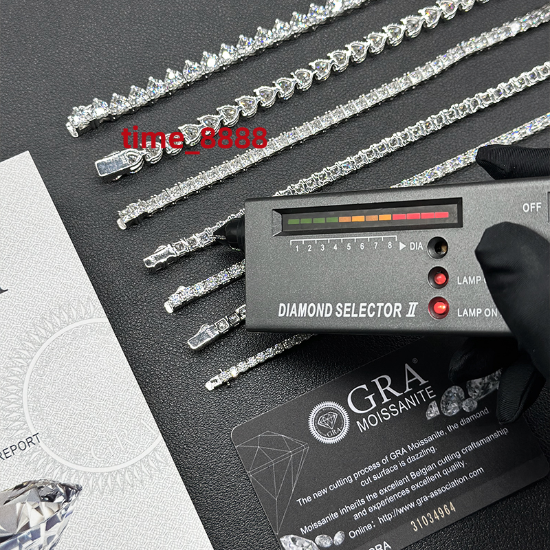 Hip Hop 925 Sterling Silver 3mm 4mm 5mm 6.5mm VVS Moissanites Diamond Necklace Moissanite Tennis Chain