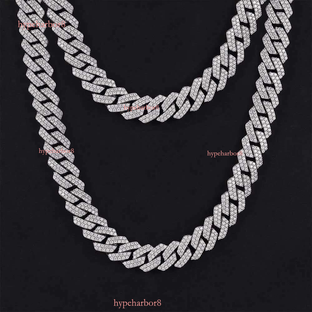 miami cuban k men 14MM wide 2 row dia prong iced out chain necklaces rapper hip hop jewelry designer necklace woman gift for girl