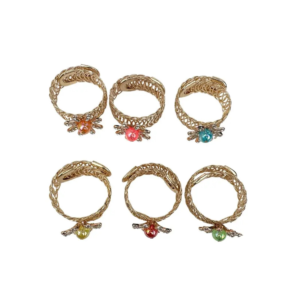Exquisite gold-plated bead ring alloy material single round beads simple style suitable for daily wear 250322