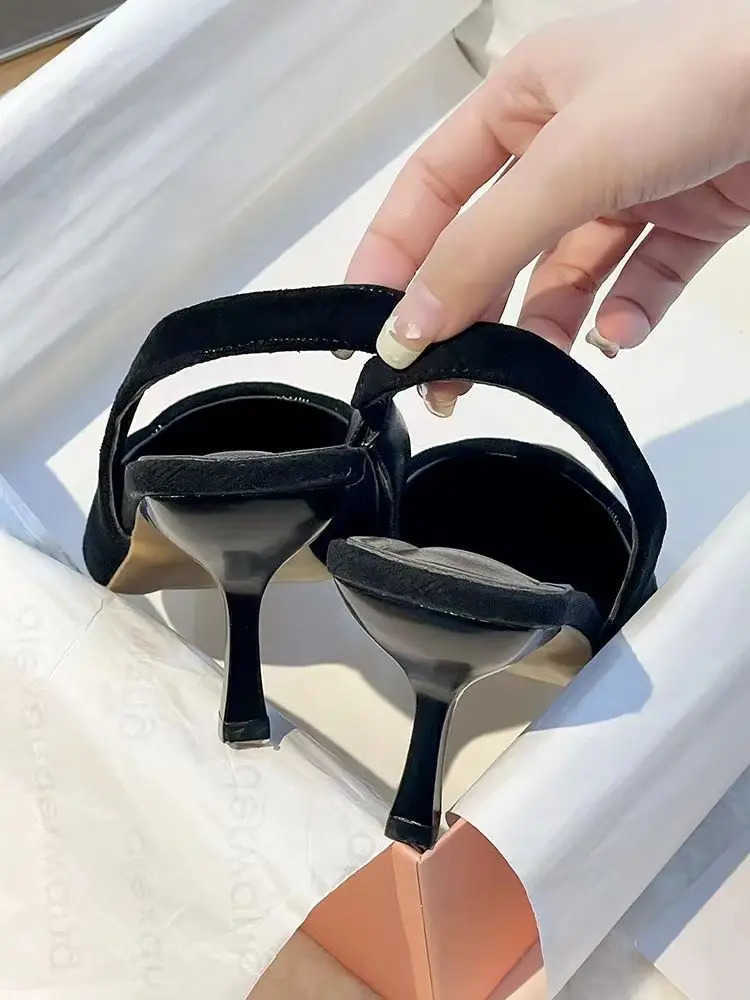 Cusp high-heeled shoes Wan shoes heeled sandals shoes wan Wens sandals Fine and fine Z250326