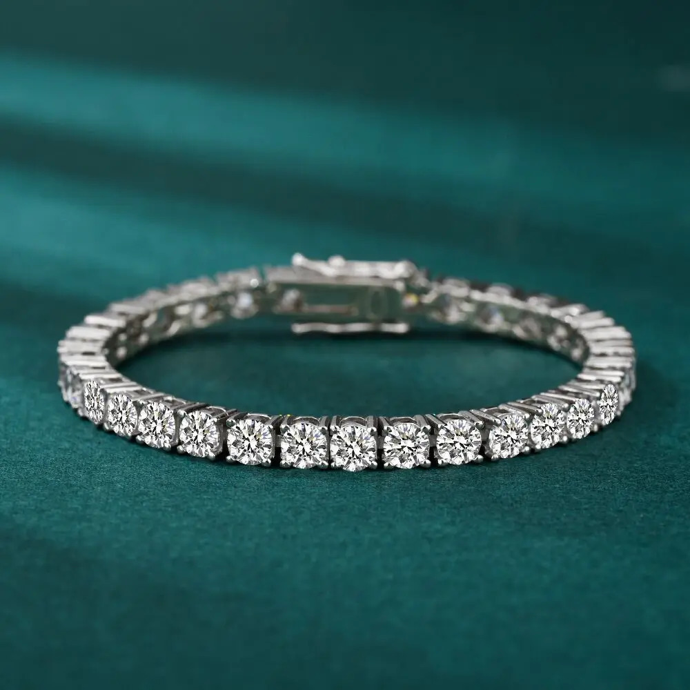 IOGOU m D Color Full Tennis Bracelets Solid 925 Sterling Silver for Men Women Bracelet Jewelry Gift 18K Gold Plated 250318