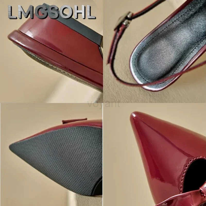 Pointed Toe Wan Slingback Sandals Summer Flats Slippers Elegant Dress Shoes 2025 New Fashion Buckle Casual Marie Janes Shoes Z250326