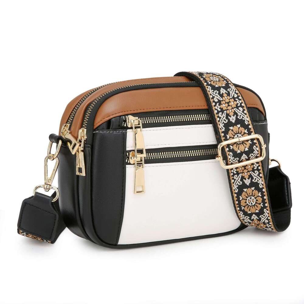 New versatile casual PU women's simple and luxurious, single large capacity, wide shoulder strap, crossbody bag, trendy