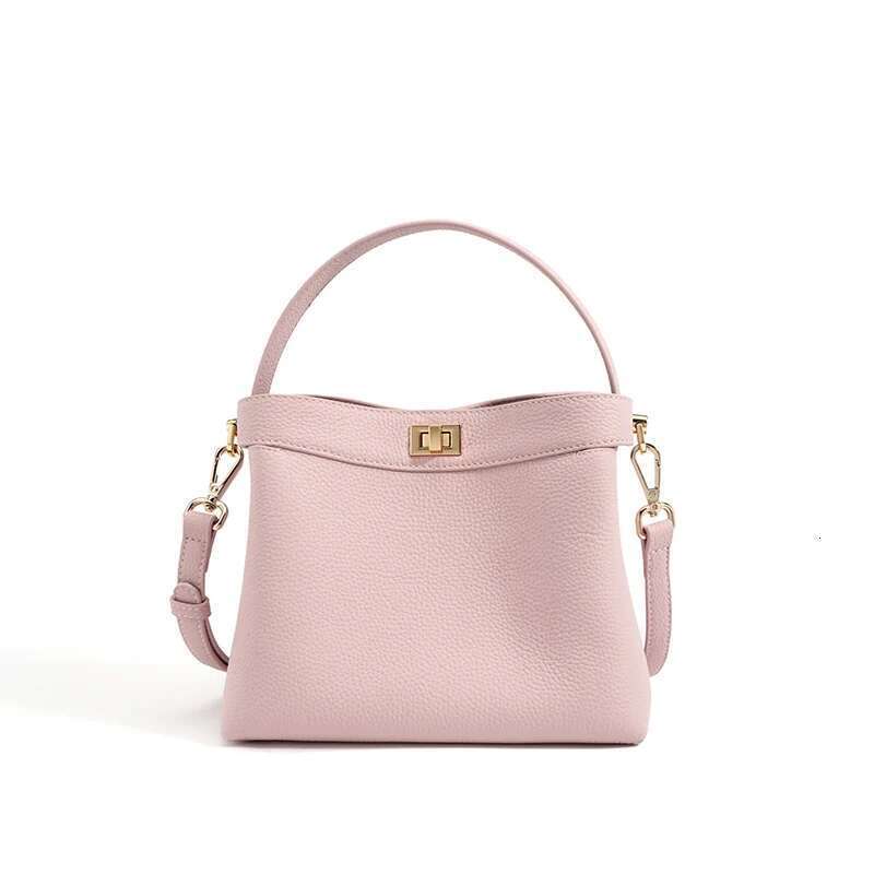 Women's Bags Famicare Genuine Leather Bucket Handbag Women Simplicity Crossbody Messenger Lady Fashion Small Square Shoulder Bag New