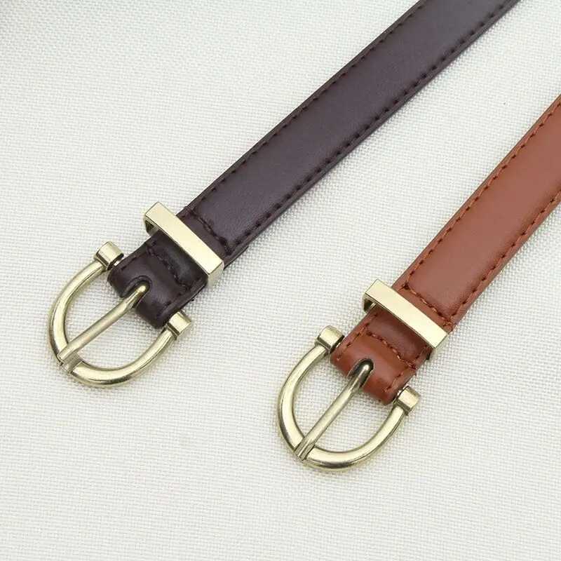 Korean womens jeans belt luxury design belt simple retro oval black gold buckle belt womens PU leather belt womens trend W250326
