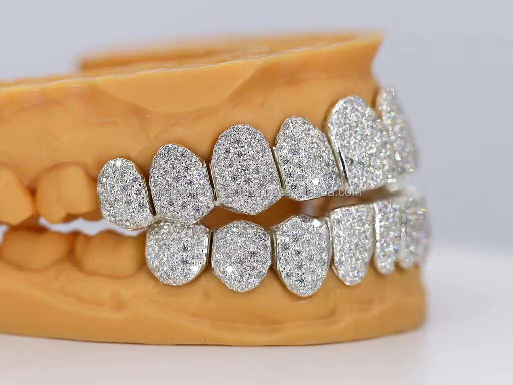 Embreld 10k Solid Gold Teeth Grill Diamond Moissanite Grillz Provence Custom Grillz Party Gift Decoration Trendy Style