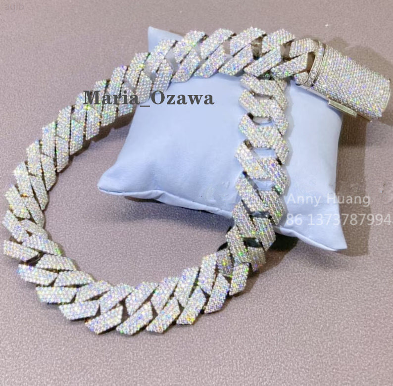 Luxury Newest 10k 14k 18k Solid Gold Iced Out 14mm Vvs Moissanite Diamond Cuban Link Chains Necklace Hip Hop Mens Jewelry