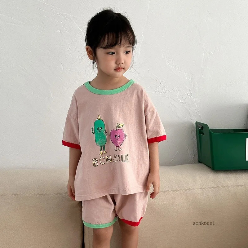 Summer Kids Clothing Set Short Sleeve T Shirt and Shorts 2 Pcs Boys Suit Casual Girls Clothes Set 250326