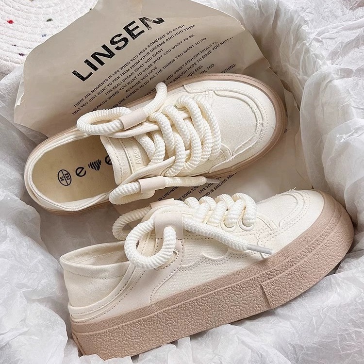designer shoes 2025 Women's thick-soled canvas white sneakers spring Korean style height-increasing two-way wear versatile skate shoes casual spo
