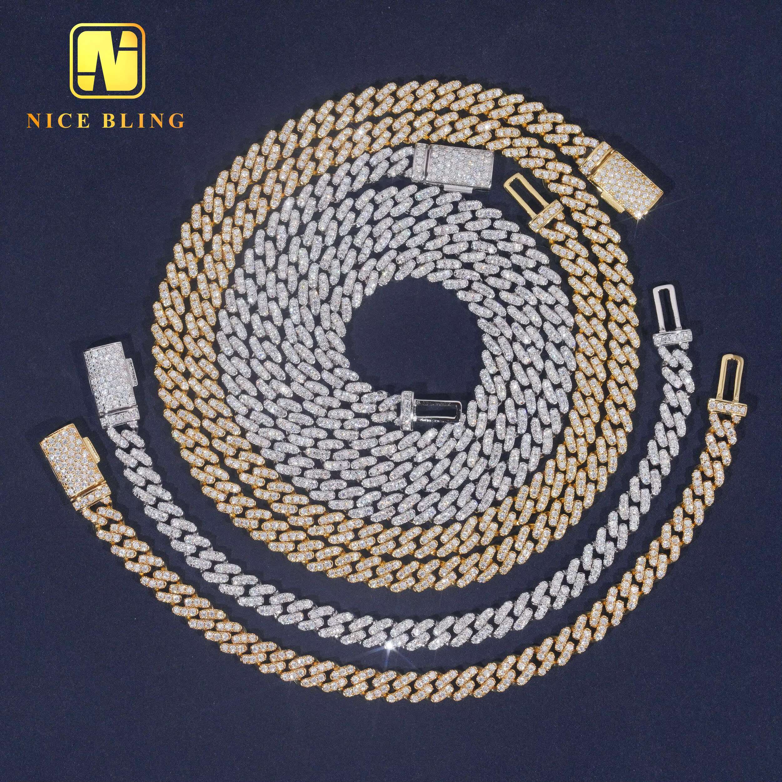 6mm Diamond Custom Iced Out Cuban Link Chain 925 Sterling Silver Moissanite Necklace Hip Hop Jewelry Necklace Bracelet