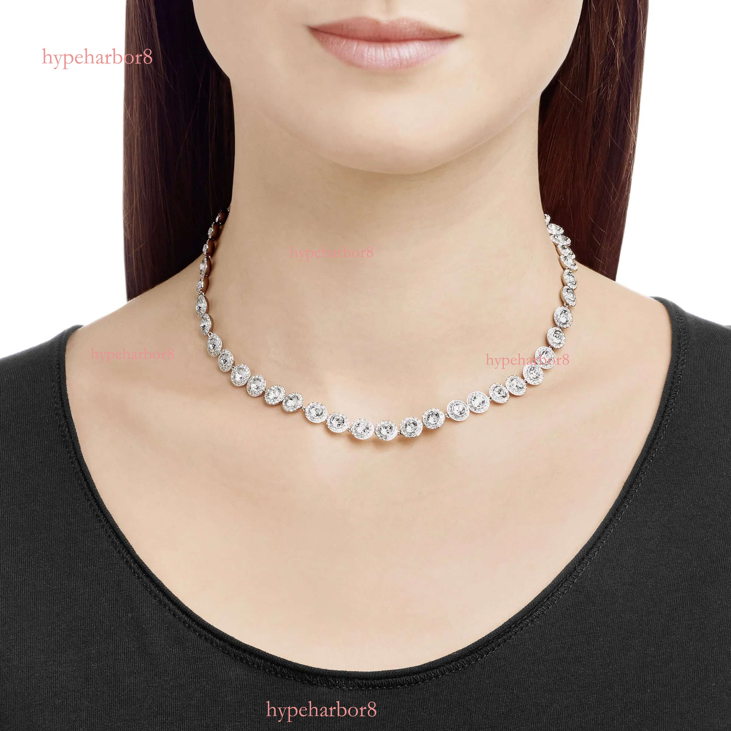 classic tennis necklace for women crystal dia iced out chain necklaces designer stainless steel plated gold jewelry woman e gift with box