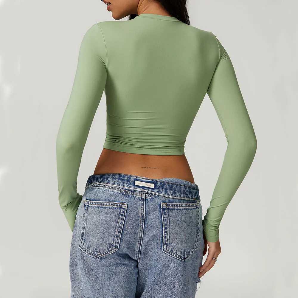 Womens yoga long sleeved sexy tight fitting gym clothing fitness tops sports T-shirts running exercise shirts cycling push ups yoga tops W250326