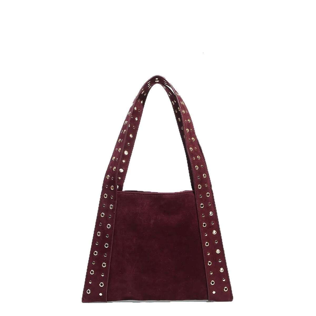 Designer Suede Shoulder Vintage Commuter Rivet Tote Bags Crescent Underarm Solid Color Trendy Armpit Bag