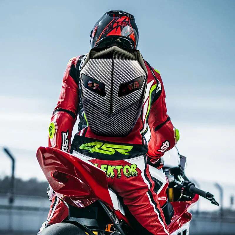 Rider LED Backpack Light Bluetooth Carbon Fiber School Bags Hardshell Motorcycle Riding Full Helmet Backpacks Rugzak