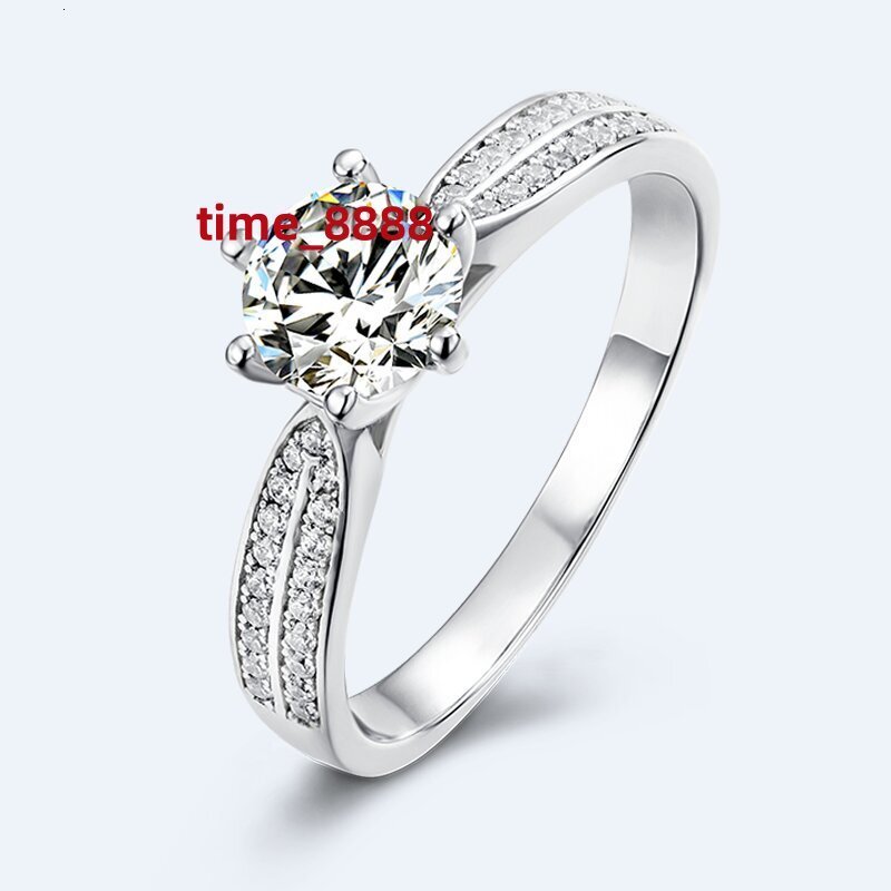 Trend Exquisite Jewelry S925 Silver Platinum Plated Moissanite Diamond Ring Simple Fashion Design Womens Engagement Rings