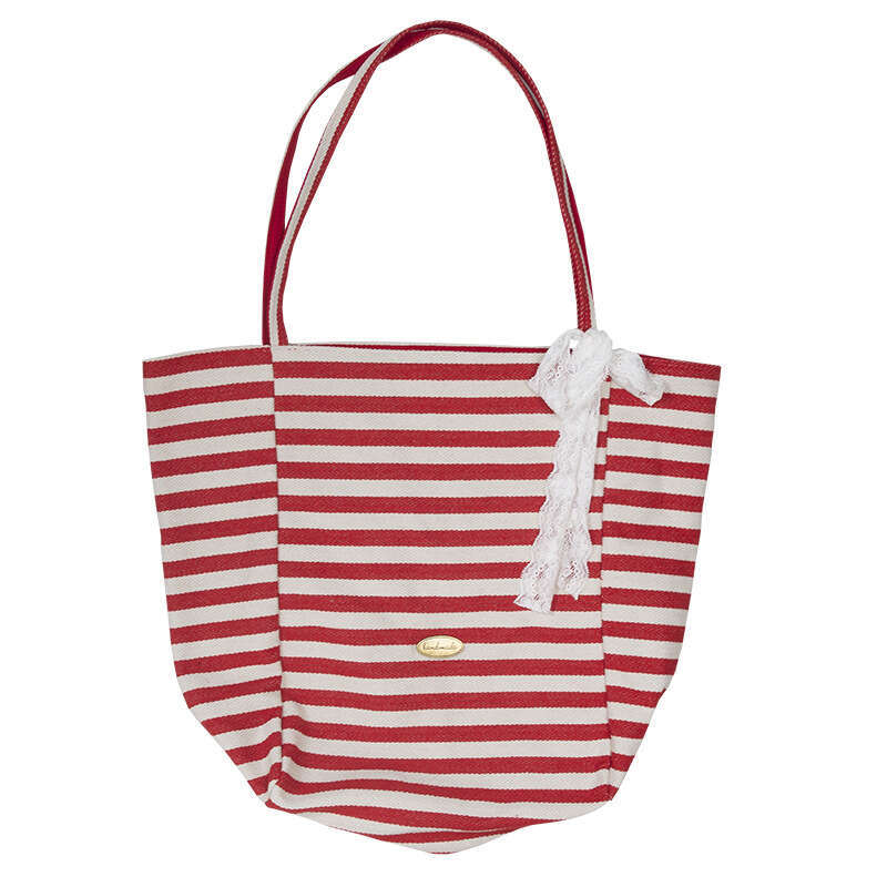 Striped canvas 2024 new Korean style ins casual single shoulder large capacity tote shopping bag
