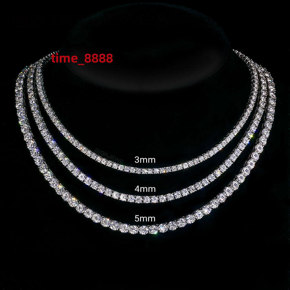 Most affordable 925 Silver pass diamond tester moissanite chain hip hop diamond tennis necklace for men and women