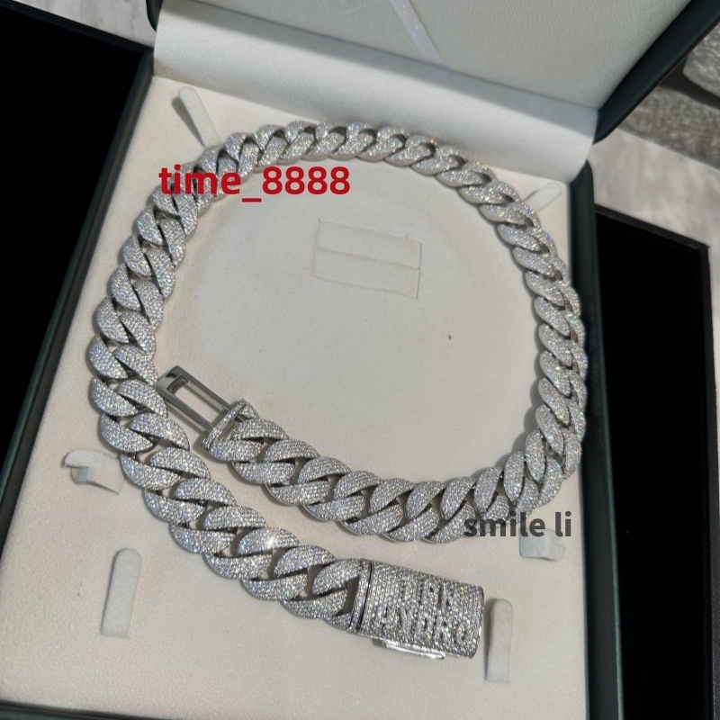 Moissanite Cuban Link Chain 925 Sterling Silver 20mm Iced Out Gold Plated Hiphop VVS Moissanite Cuban Chain