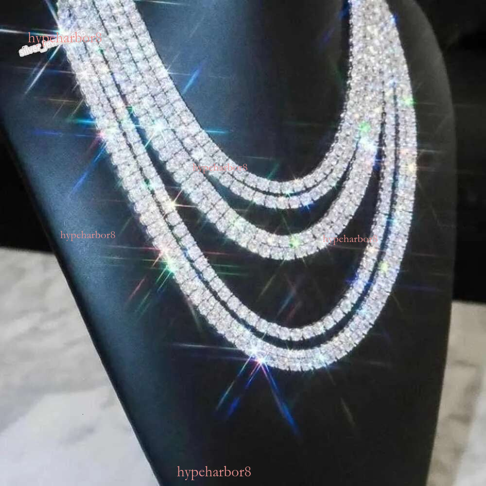 Sier Sparkg VVS 2mm/3mm/4mm/5mm Dia Moissanite Iced Out Tennis Chain Necklace