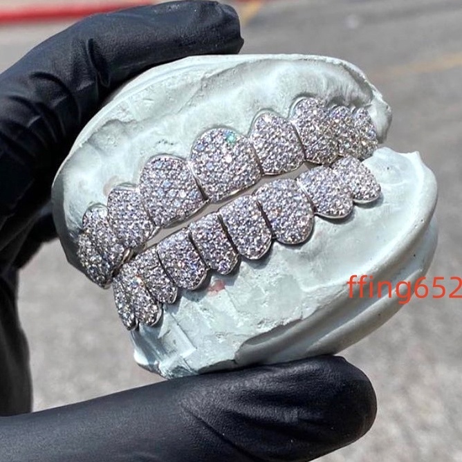 Custom Teeth Grillz 925 Silver 14k 18k Diamond/Moissanite Dental Grills Set Iced Out Grillz Hip Hop Bling Grills Teeth Grillz