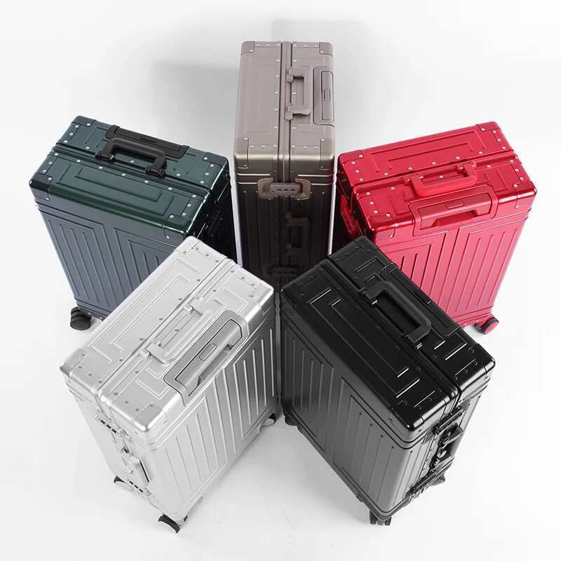 2024 Capacity Durable Lage Sets 100% Aluminum Suitcase Wheels Women Girl Men Cabin Carry-On Boarding Travel 20/24/26/28
