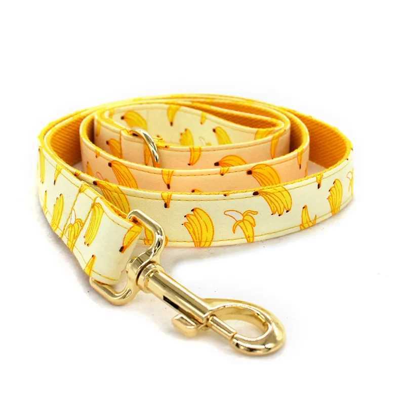 Personalized Banana Pet Collar Puppy Cat ID Label Adjustable Custom Name Gold Plated Buckle Orange Basic Dog Collar Belt X250326