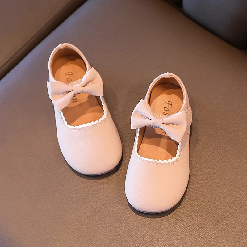 Princess Girls Shoes Toddlers Infants Leather Shoes Childrens Flats With Ribbon Bow-knot PU Patent Leather Kids Mary Janes Soft 250326