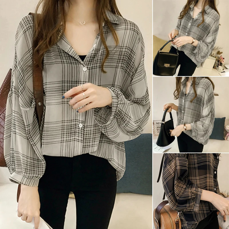 Womens loose plain shirt autumn coat womens long sleeved Hong Kong style top casual Korean polo 250326