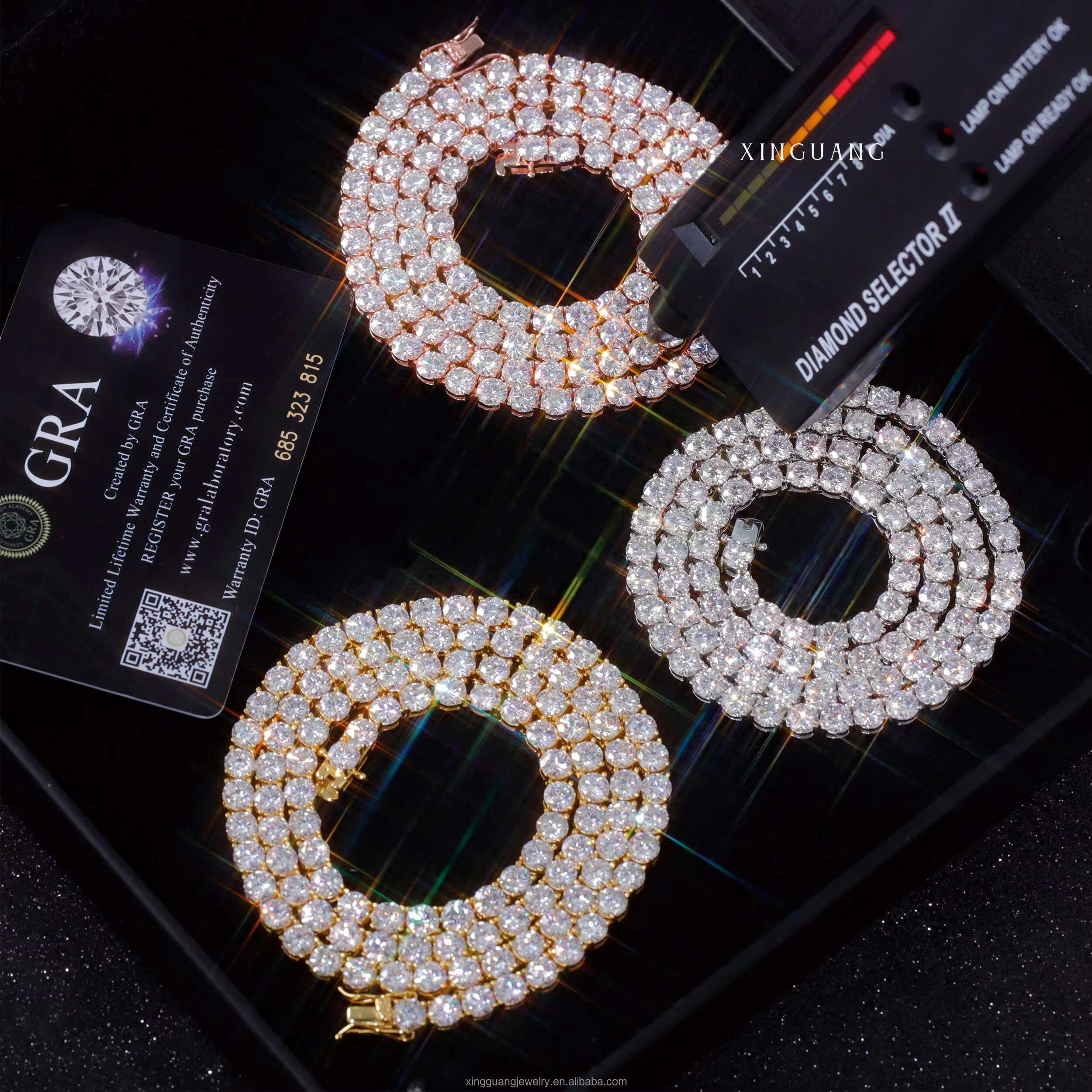 Factory Wholesale Price 2mm 3mm 4mm 5mm 6.5mm 925 Silver Necklace Hip Hop VVS Moissanite Diamond Pass Diamond Test Tennis Chain