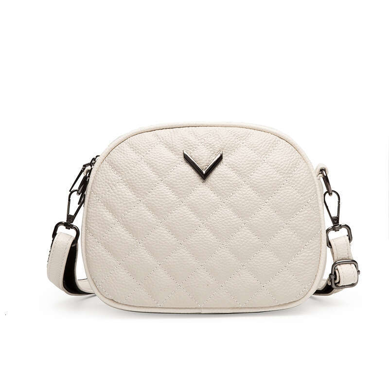 Genuine leather women's 2024 new Lingge embroidered thread small fragrant style large capacity business shoulder crossbody bag