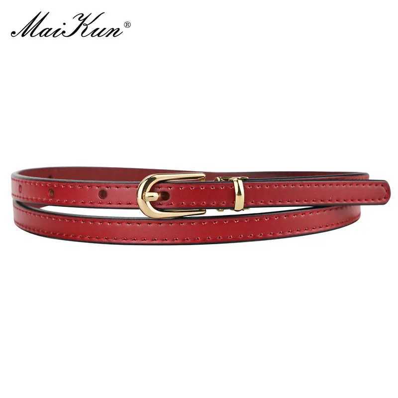 Maikun Womens Belt Alloy Buckle Genuine Leather Thin Belt Womens Belt W250326