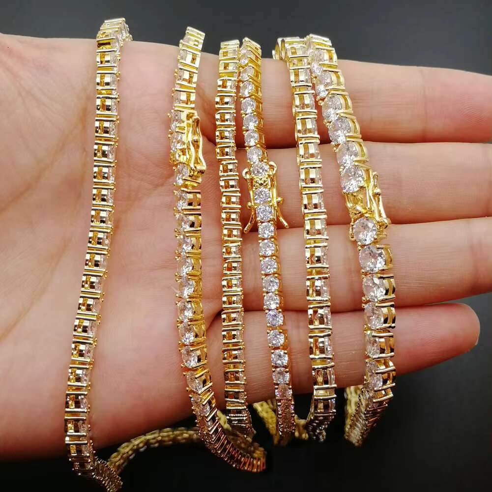 European American Trendy Brand Necklace Full Diamond Geometric Tennis Chain Rock Alloy Cross-shaped Gold Zircon Wedding Gift