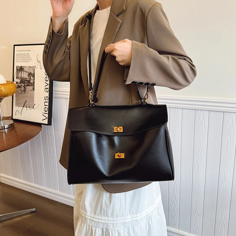 ed Shoulder Bags y Women Soft PU Leather Solid Color Large Capacity Shopper Latest ner Handbags 250320