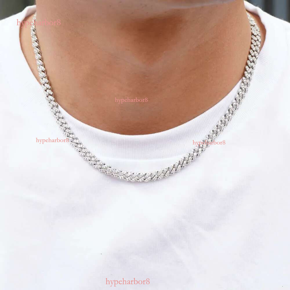 bracelet pendant necklaces fine jewelry 8mm VVS moissanite necklace cuban k sterg sier women men chain miami cubank
