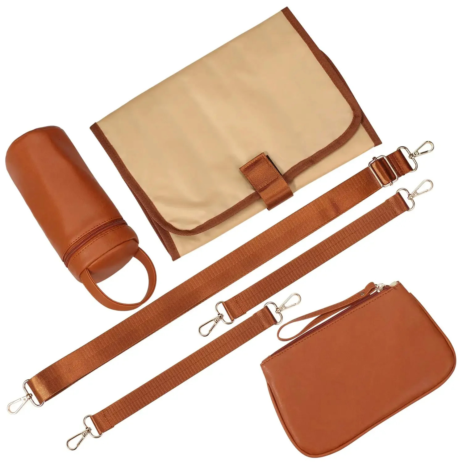 7-in-1 Baby Diaper Bag Solid PU Leather Mummy Maternity Bag Large Capacity Travel Back Pack Stroller Bags with Changing Pad 250325