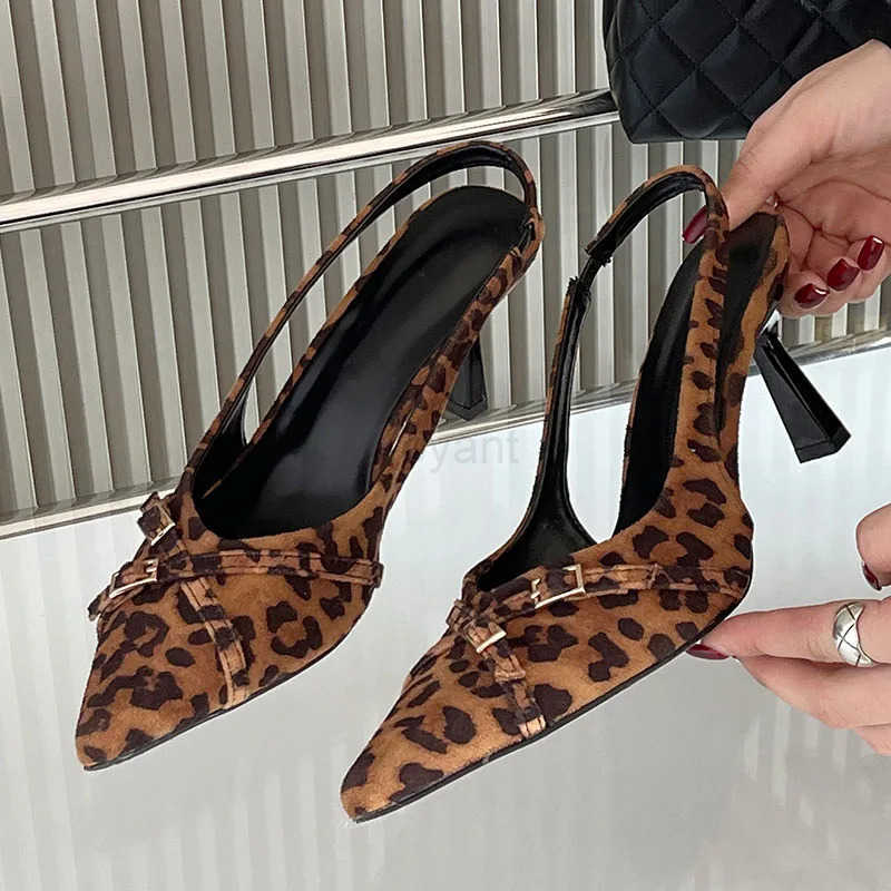 Fashion Pointed Toe Footwear Pumps Ladies High H Shoes Fem Slingbacks Wen Medium H Shoes Sandals Big Size 43 Z250326