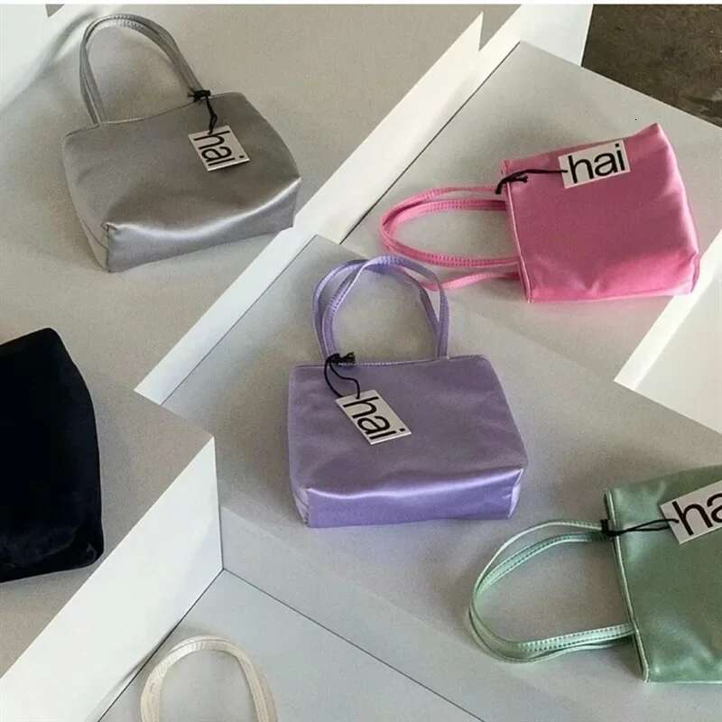 Women's Colorful Silk Satin Veet Ins Fashion Hai Square Handbag Tote Shoulder Bags Crossbody Bag Phone Lipstick Coin Purse