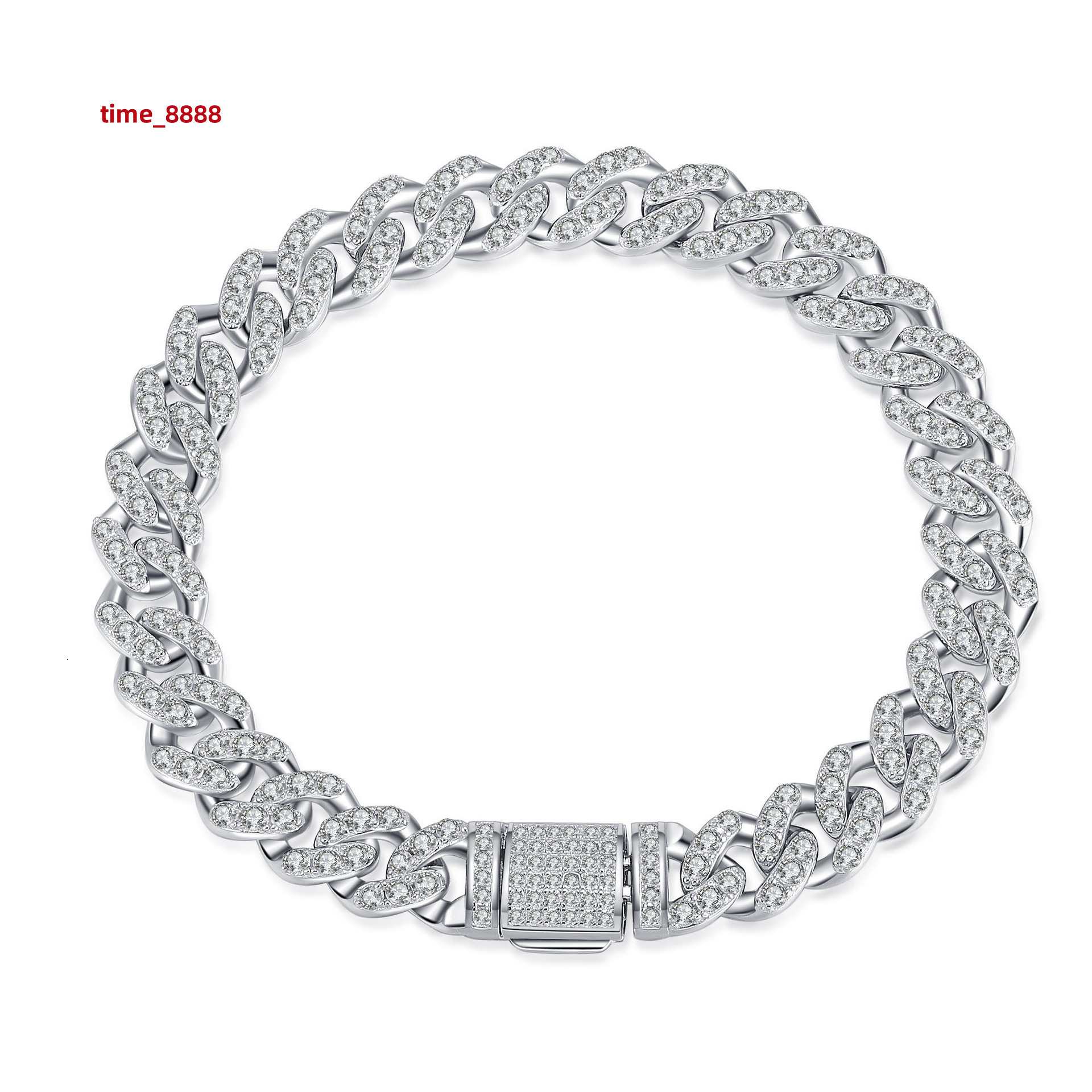 Custom S925 Sterling Silver 15.5-20mm Cuban Link Chain Full Moissanite Iced out Fine Jewelry Bracelet for Women and Men