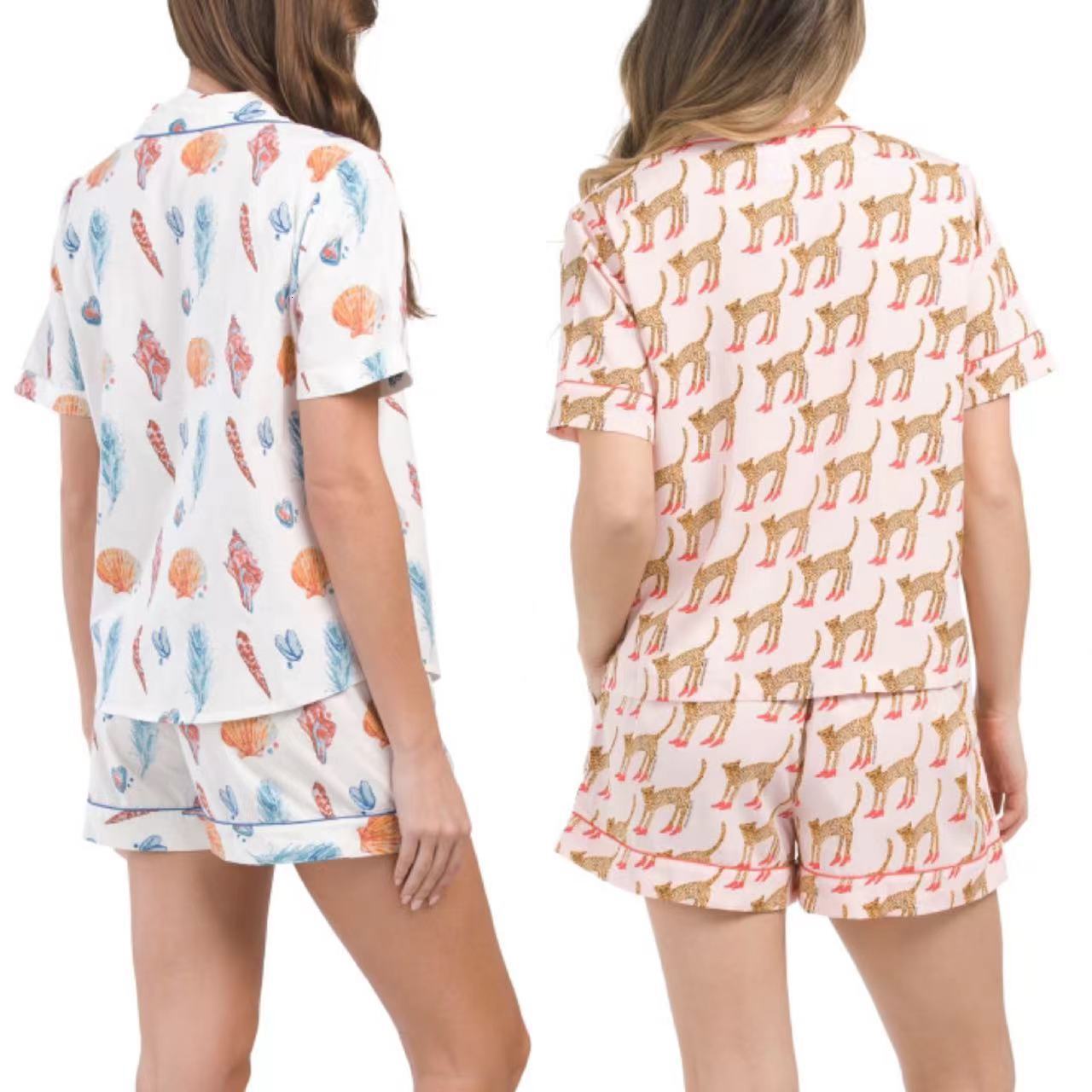 Designer's Spring/summer New Short Sleeve Set Style Casual Printed Cardigan Women's Home Furnishings