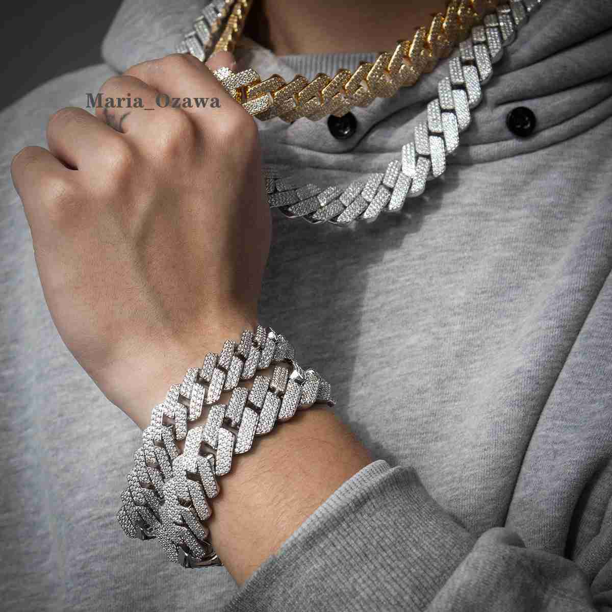 Kibo Custom 18mm 3 Row 925 Sterling Silver Moissanite Diamond Hip Hop Cuban Bracelets