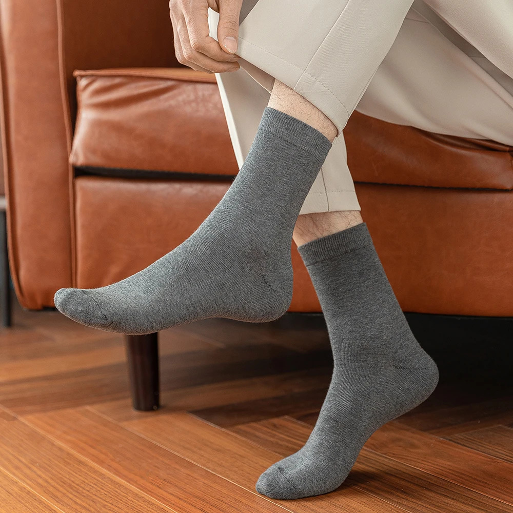 10 pairs of mens cotton socks style black business soft autumn white 250326