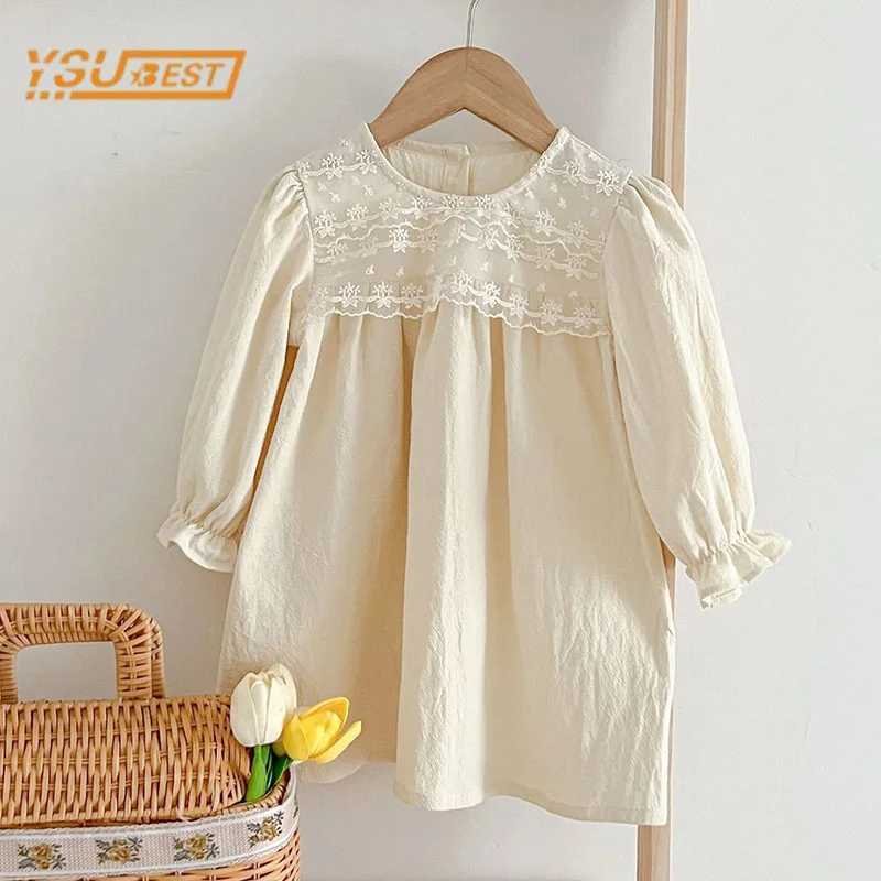 Spring and autumn childrens baby girl long sleeved sweet lace princess dress new childrens baby girl dress childrens clothing W250326