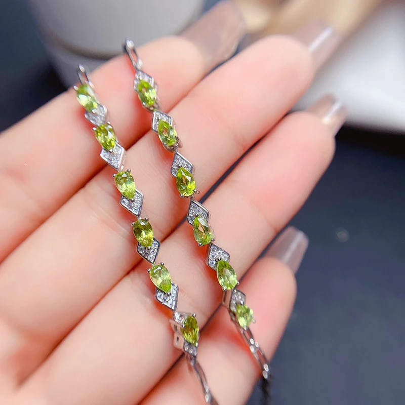 Natural Olive Bracelet Womens Silver 925 Jewelry Gemstone 18k Gold Plated Item 250326