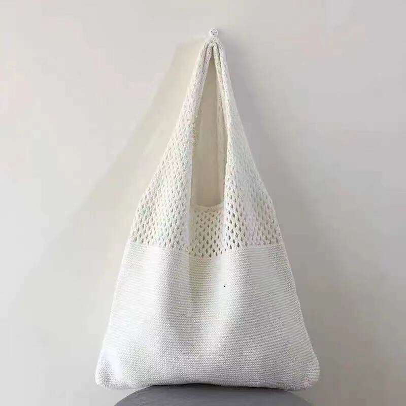 Autumn and Winter Bags Versatile Knitted Solid Color Handbag Commuter Large Capacity Bucket Bag 2024 Women