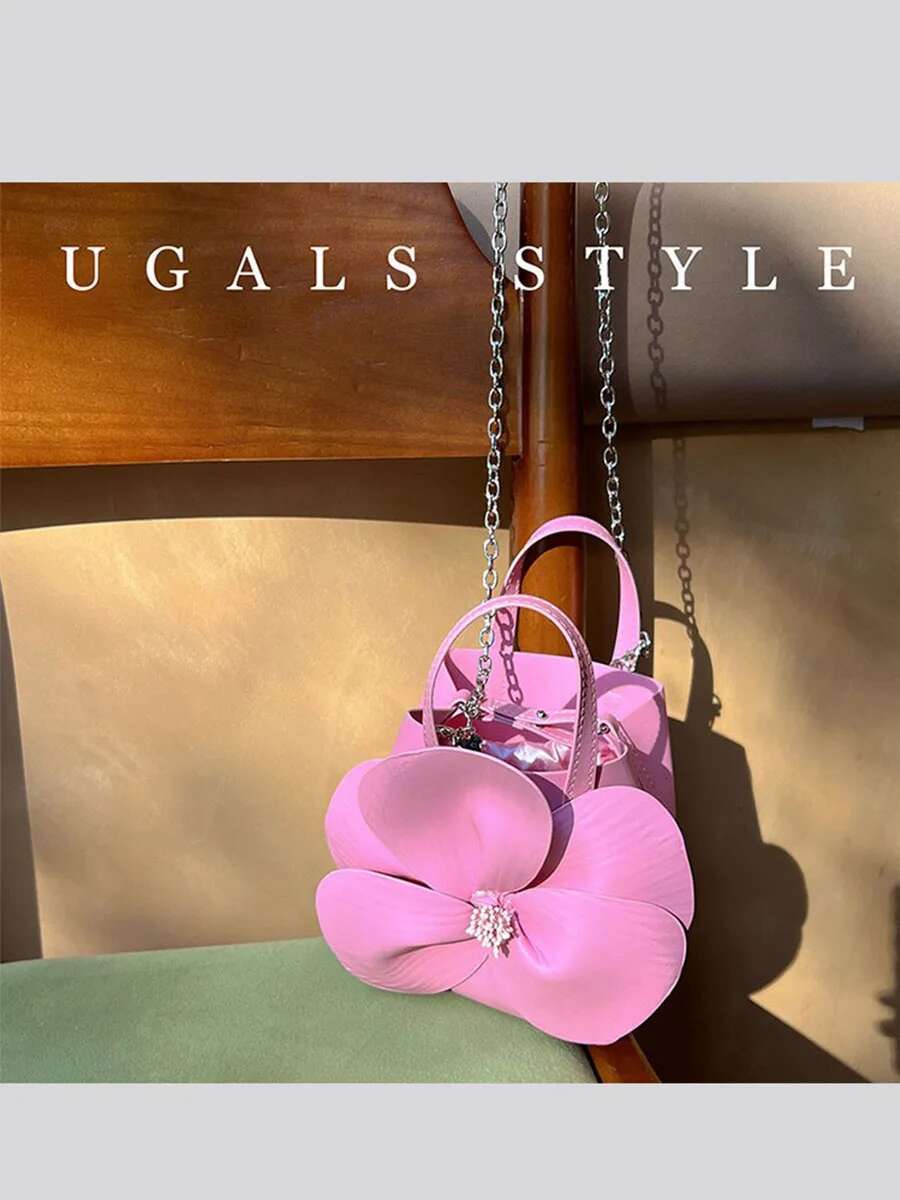 Women Rose Wer Handbag Creative Evening Dinner Purse Shoulder Crossbody Chain Bag