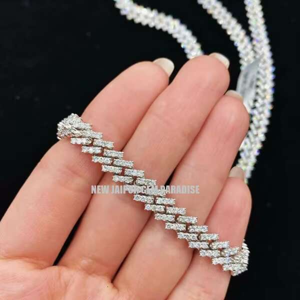 8MM VS1 Moissanite Diamond Miami Cuban Chain With 14k White Gold Finished in Sterling Silver 925 18 - 26 Pass the Diamond
