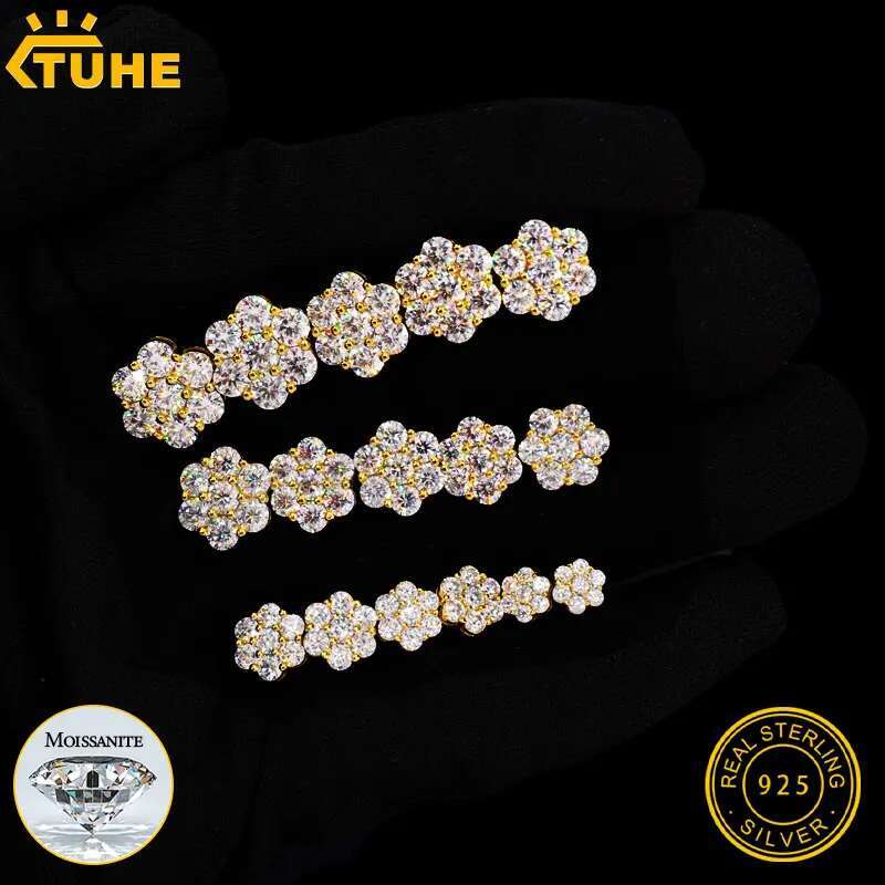 TUHE Unisex luxury Round Ice out VVS1 Moissanite Earring Classic Silver 925 Fashion Earrings Engagement Gift